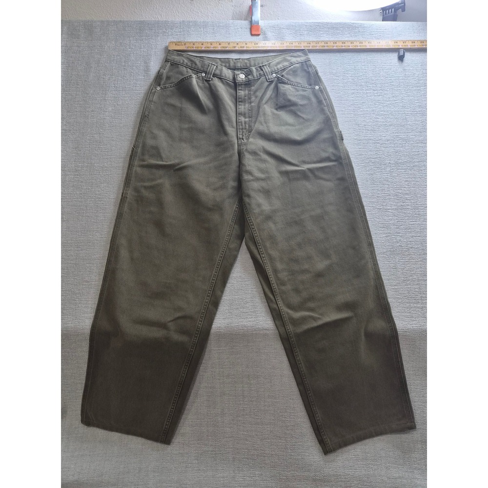 Lee Riveted Carpenter Pants Womens 14 Med Olive Green Cotton Workwear Utility
